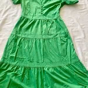 LOFT Bright Green Tiered Maxi Dress